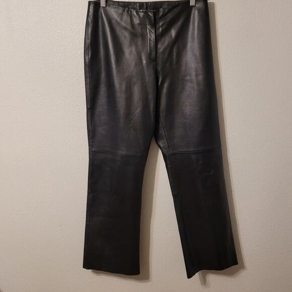 VS2 by Vakko ‎ Straight Leg Leather Pants Womens 10 Black High Rise Biker Grunge - Picture 1 of 8